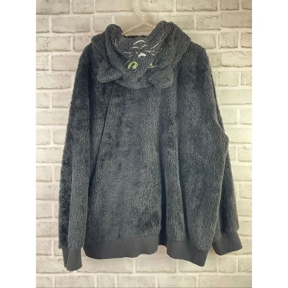 Torrid Black Cozy Zip Up Fuzzy Cat Face Hoodie Plus Size 2